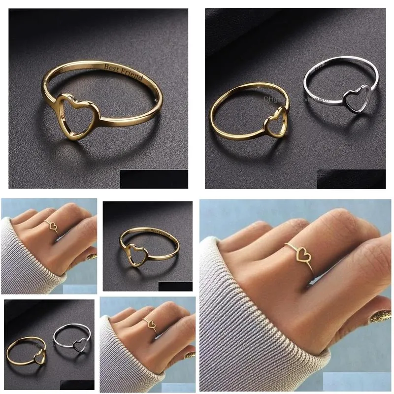 cluster rings european and american ring friend heart stainless steel female women