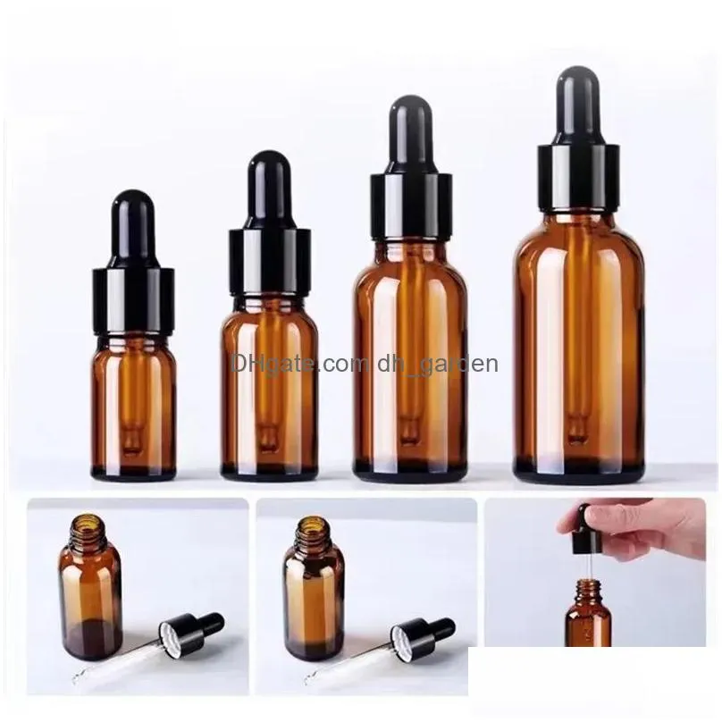 Dropper Bottles Wholesale Amber Dropper Bottles 5Ml-100Ml Brown Pipette Bottle  Oil Essence Glass Vials Cosmetic Co Dhgarden Dhtpj