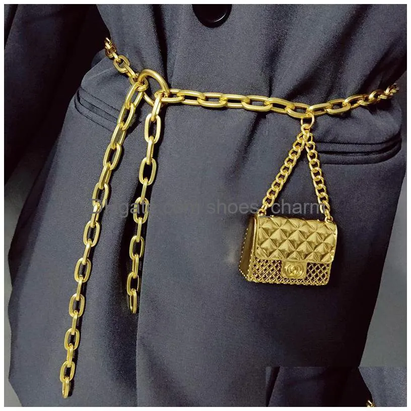 waist bags luxury designer chain belt for women mini waist gold metal bag hollowed out bag waistband tassel body jewelry accessories