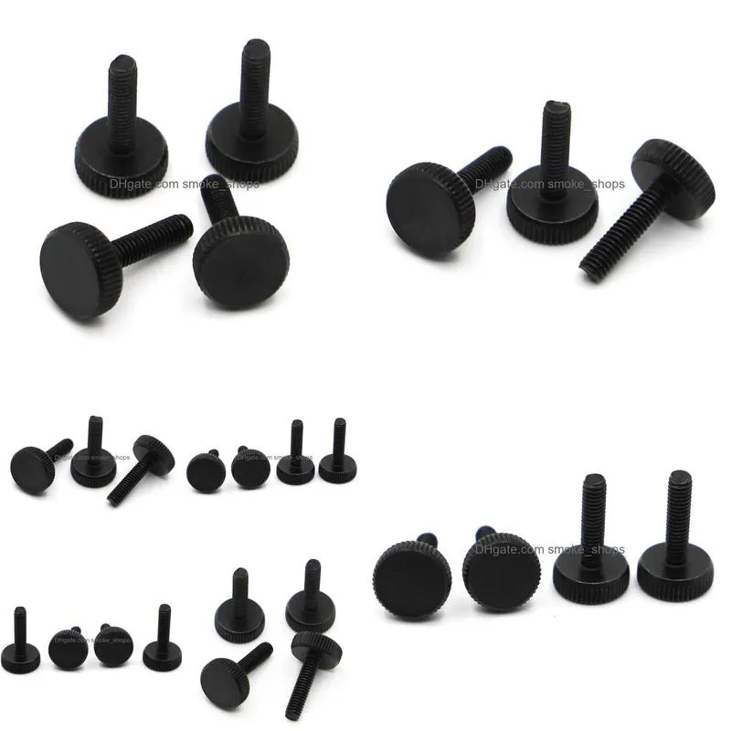 other home garden 1-10pcs din653 gb835 black carbon steel flat head thumb screw hand tighten computer screws m3 m4 m5 m6 m8 m10