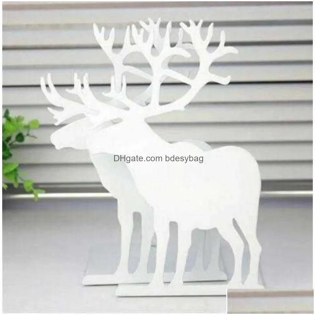 Decorative Objects & Figurines Modern Farmhouse Decor Metal 2 Pcs/Set Hollow Desktop Organizer Bookends Book Ends Support Stand Holder Oteb4