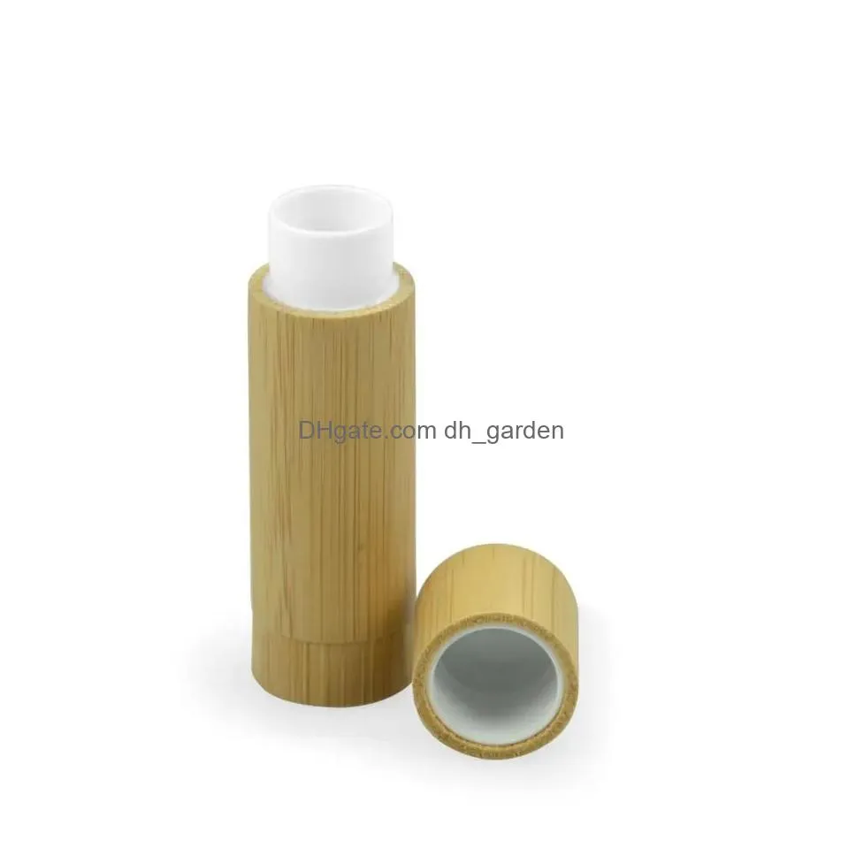 Packing Bottles Wholesale Empty Packaging Bottle Lip Gloss Tube Natural Bamboo Diy Lipstick Lips Cosmetic Refillable Contain Dhgarden Dhu8F