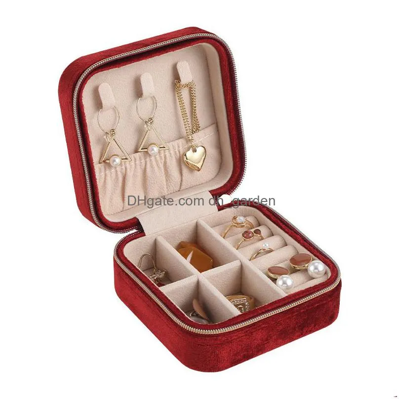 Jewelry Boxes Veet Travel Jewelry Box Organizer Small Portable Cases Mini Necklace Earrings Rings Display Holders For Weddin Dhgarden Dhvje