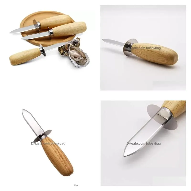 Other Kitchen Tools Wood-Handle Oyster Shucking Knife Tools Stainless Steel Oysters Knives Kitchen Food Utensil Tool Ss0428 Drop Deliv Otrsc