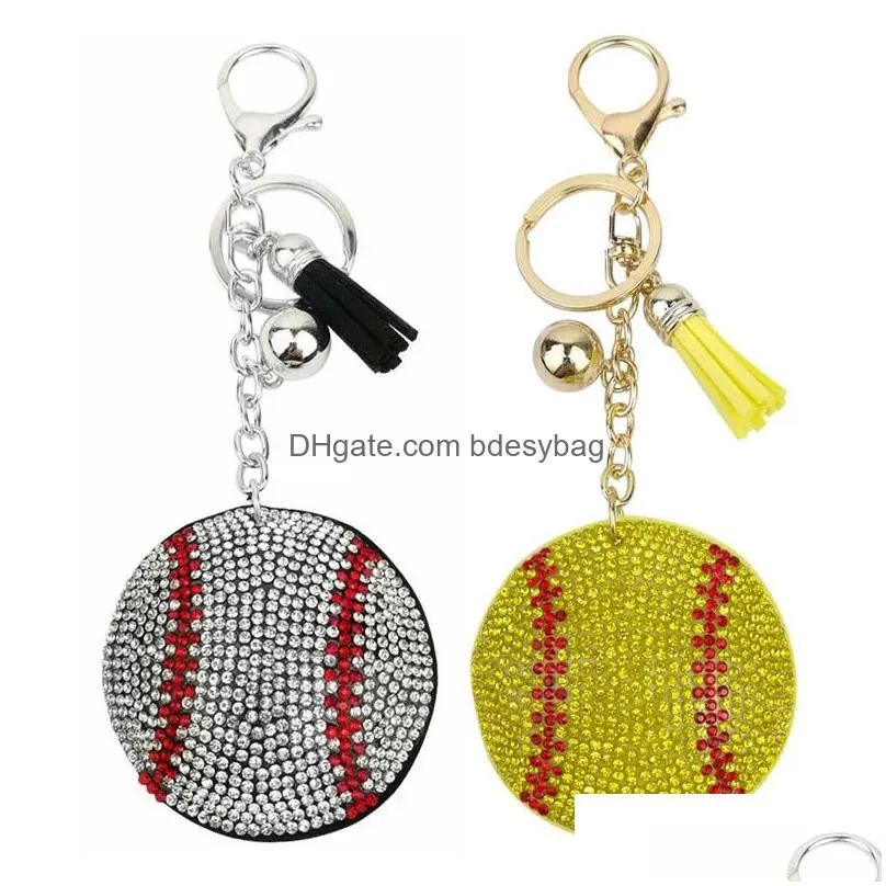 Keychains & Lanyards Sports Baseball Keychain Diamond Keychains Lage Decoration Key Chains Keyring Fashion Accessories Ss0428 Drop De Otcwn