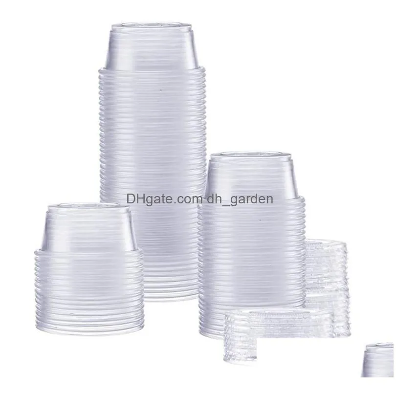 Disposable Take Out Containers 100-Pack Jello S Cups With Lids 2 Ounce Clear Plastic Containers Leak-Proof Lid For Portion C Dhgarden Dh5Kx