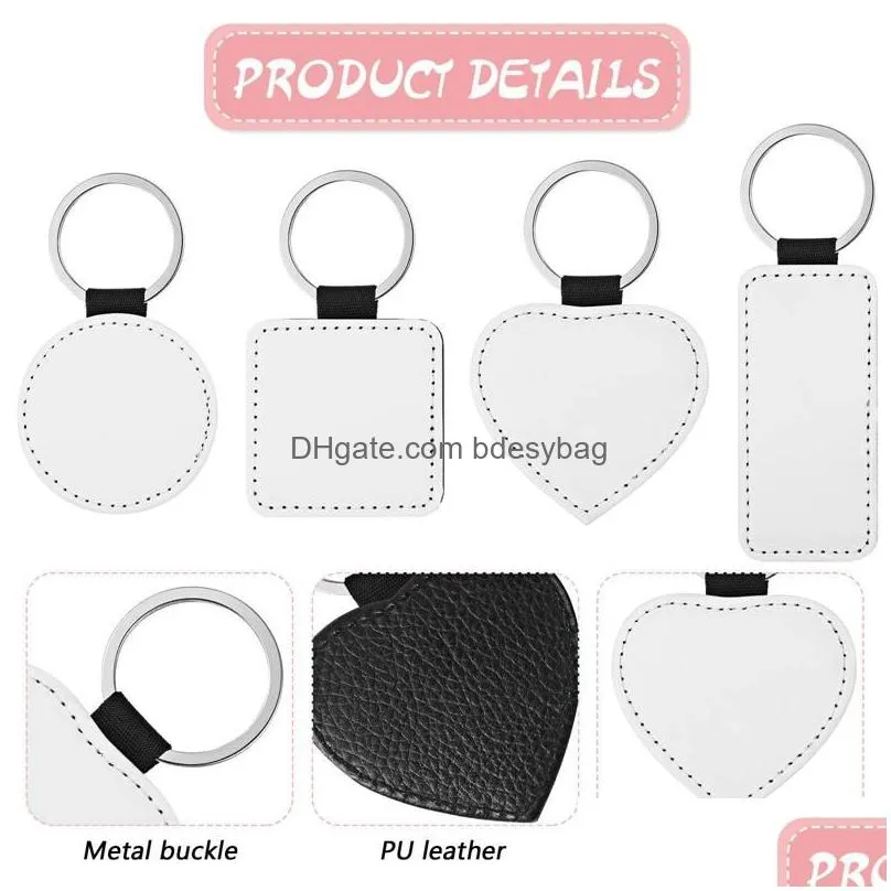 Keychains & Lanyards Sublimation Blanks Keychain Pu Leather Heat Transfer Keyring Keyrings Diy Craft Fy4385 Ss0215 Drop Delivery Fash Otf84