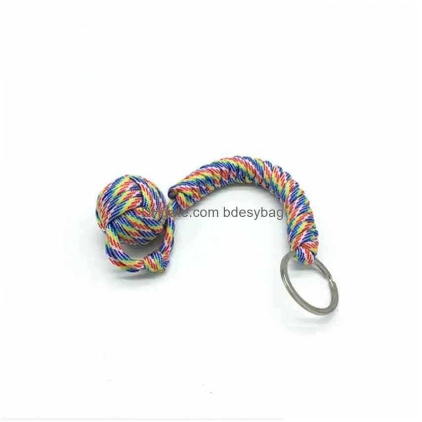 Pendants Outdoor Keychain Pendants Defensive Self Protector Rope Braided Stainless Steel Ball Survival Bracelets Lanyards Hanging Ss04 Ot8W1