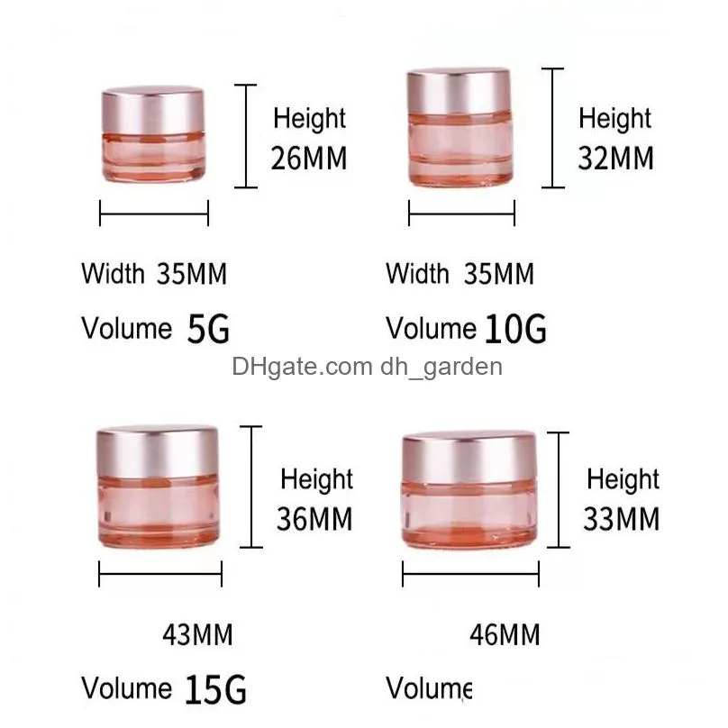 Cosmetic Jar Wholesale Pink Glass Face Cream Jar Pot Empty Thick Bottle Cosmetic Refillable Travel Container With Rose Gold Dhgarden Dhdlj