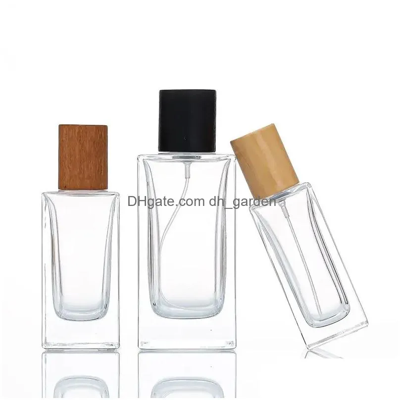 Perfume Bottles Wholesale Square Shaped Glass Spray Per Bottles 30Ml 50Ml 100Ml Empty Refillable Bottle Drop Delivery Office Dhgarden Dh5Ay