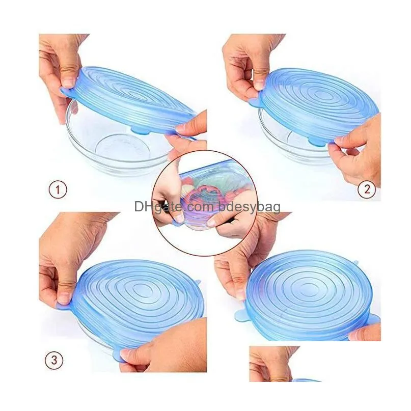 Other Kitchen Tools Sile Stretch Suction Pot Lids Food Grade  Kee Wrap Seal Er Pan Spill Nice Kitchen Accessories 6Pcs/Set Ss0116 Ot0Gl