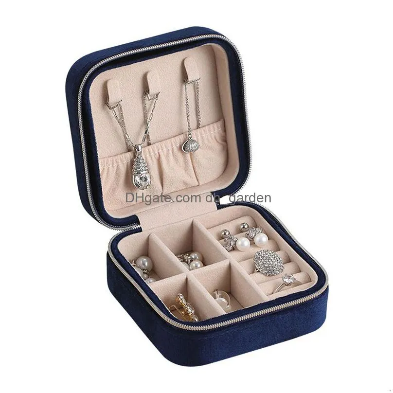 Jewelry Boxes Veet Travel Jewelry Box Organizer Small Portable Cases Mini Necklace Earrings Rings Display Holders Drop Deliv Dhgarden Dhtqj