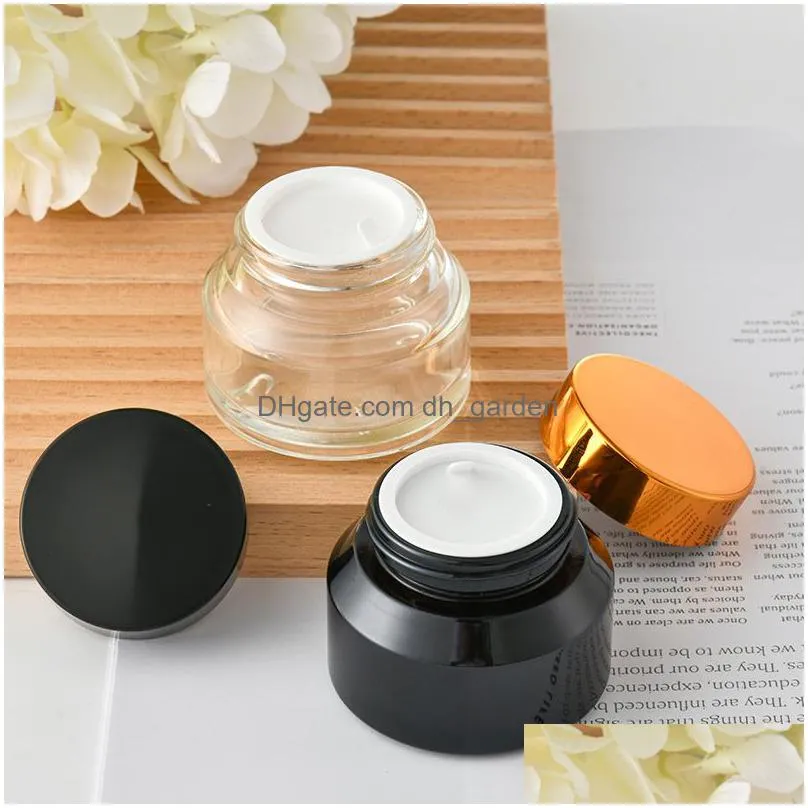 Cream Jar Wholesale 15G 30G 50G Amber Brown Glass Cream Jar Empty Container Refillable Cosmetic Bottle For Lotion Lip Balm D Dhgarden Dhldf