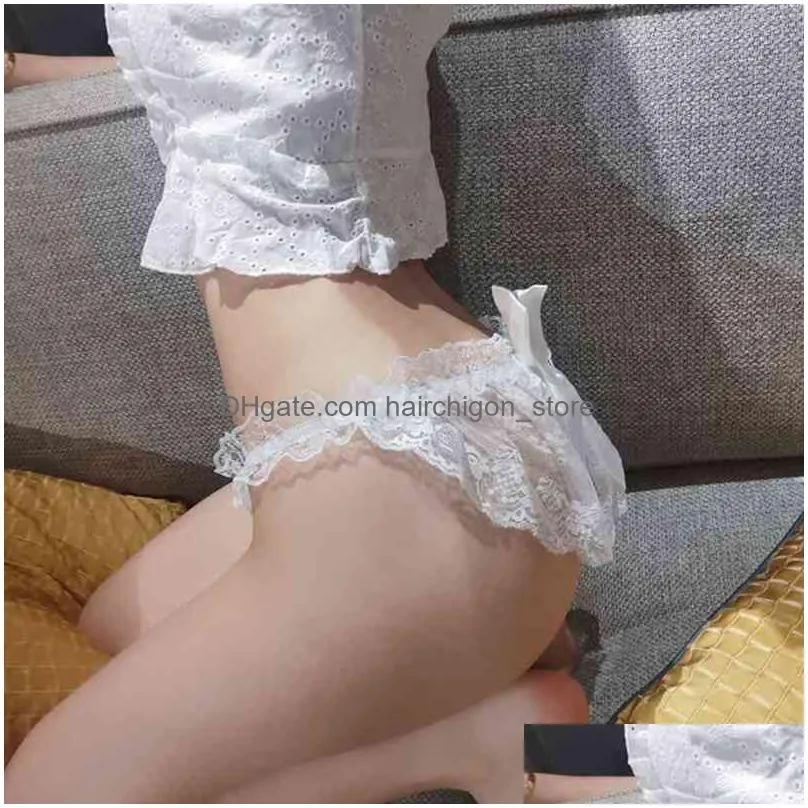 see-through sexy gay lace g string transparent mesh thong sissy bow-knot underwear gay erotic pouch brief man penis sheath pant