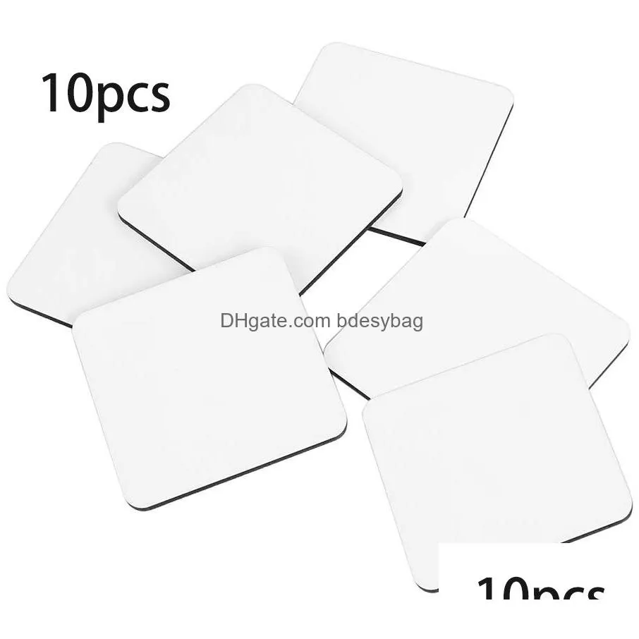 Mats & Pads Sublimation Blank Coasters Diy Customized Mdf Square Circle Hardboard Coaster Insation Cup Pad Slip 10X10Cm Fy3758 Drop De Ot4On