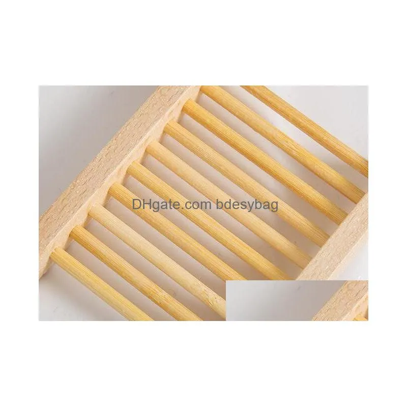Soap Dishes Natural Bamboo Trays Wooden Soap Dish Tray Holder Rack Plate Box Container For Bath Shower Bathroom Wholesale Ss0303 Drop Otdch