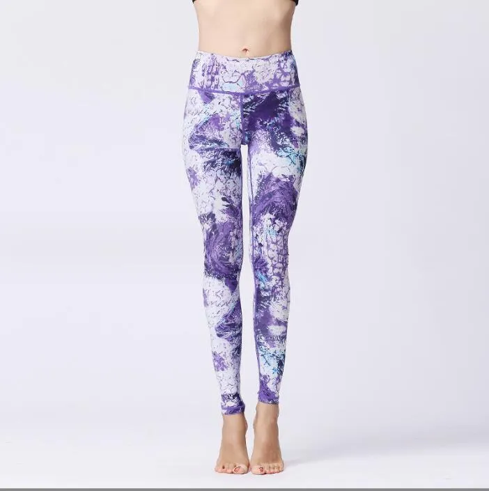 new european and american printed yoga pants for women with slim fit high waist and hip lifting dance yoga clothing high elasticity sports and fitness pants