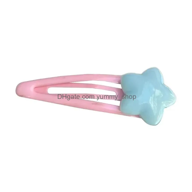 hair clips candy color star hairpin spring summer girls clip bangs