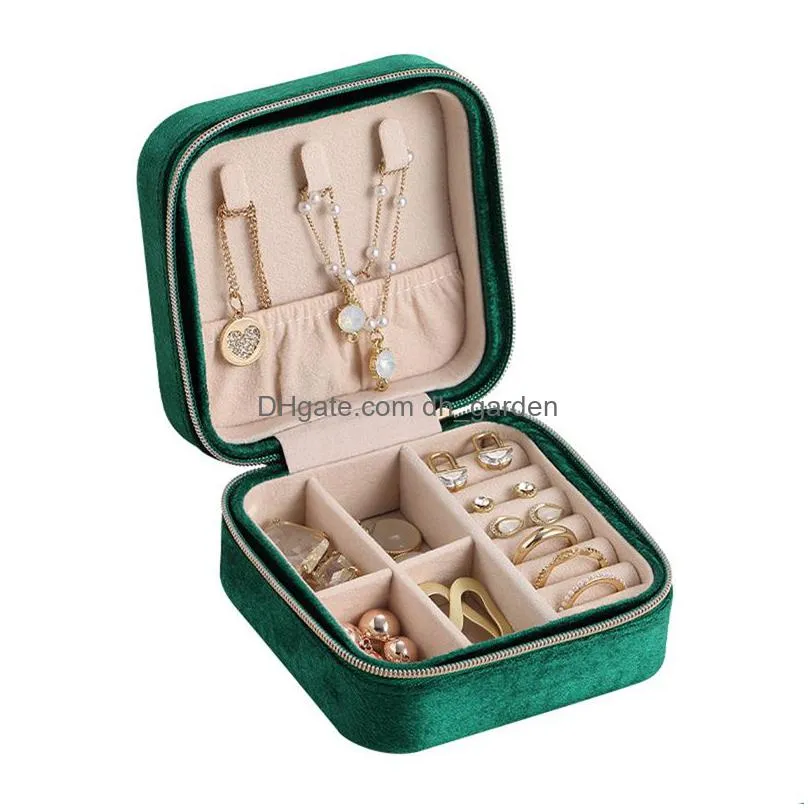 Jewelry Boxes Veet Travel Jewelry Box Organizer Small Portable Cases Mini Necklace Earrings Rings Display Holders Drop Deliv Dhgarden Dhtqj