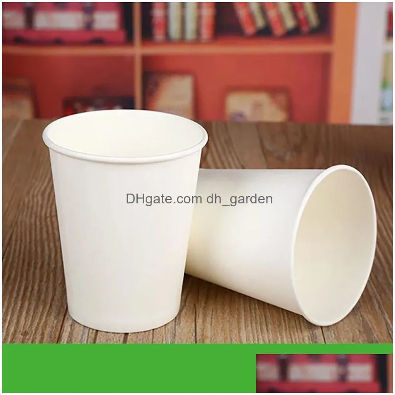 Disposable Cups & Straws White Paper Cup Household Cups Disposable Coffee Tea Party Supplies Drop Delivery Home Garden Kitch Dhgarden Dhonh