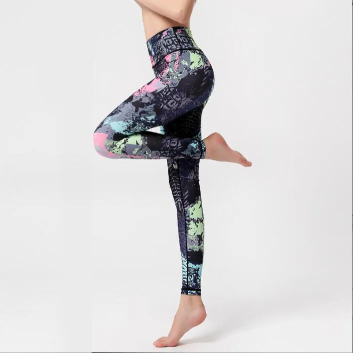 new european and american printed yoga pants for women with slim fit high waist and hip lifting dance yoga clothing high elasticity sports and fitness pants