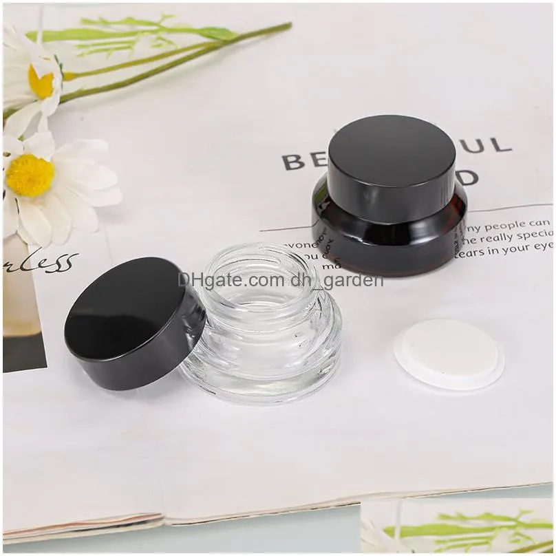 Cream Jar Wholesale 15G 30G 50G Amber Brown Glass Cream Jar Empty Container Refillable Cosmetic Bottle With White Inner Line Dhgarden Dh1De