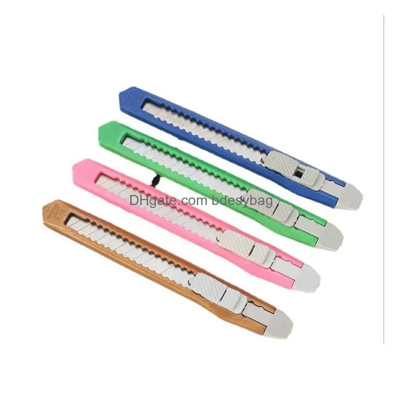 Utility Knife Creative Metal Utility Knife Push-Pl Cutting Paper Knifes Envelope Cut Tool With Blade Ss0117 Drop Delivery Office Schoo Otuij