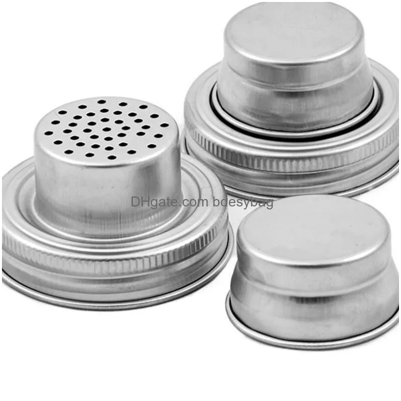 Drinkware Lid Mason Jar Shaker Lids Stainless  For Regar Mouth Canning Jars Rust Proof Cocktail Dry Rub 70Mm Drop Delivery Hom Otpf8