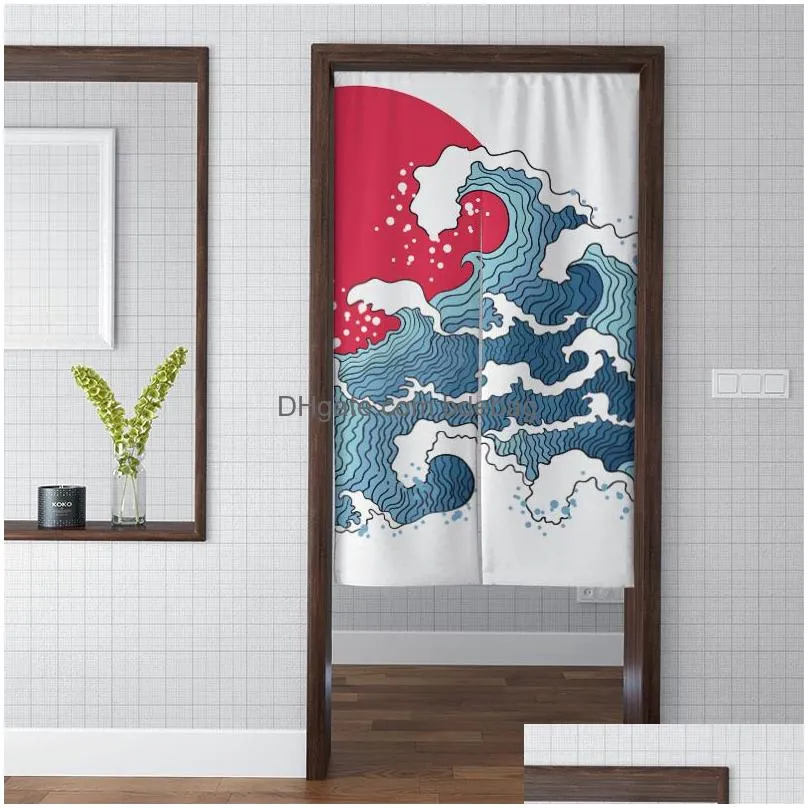 curtain japanese noren flower bird carp door curtain take you good luck home decor bedroom kitchen short plush colorful artistic curtain