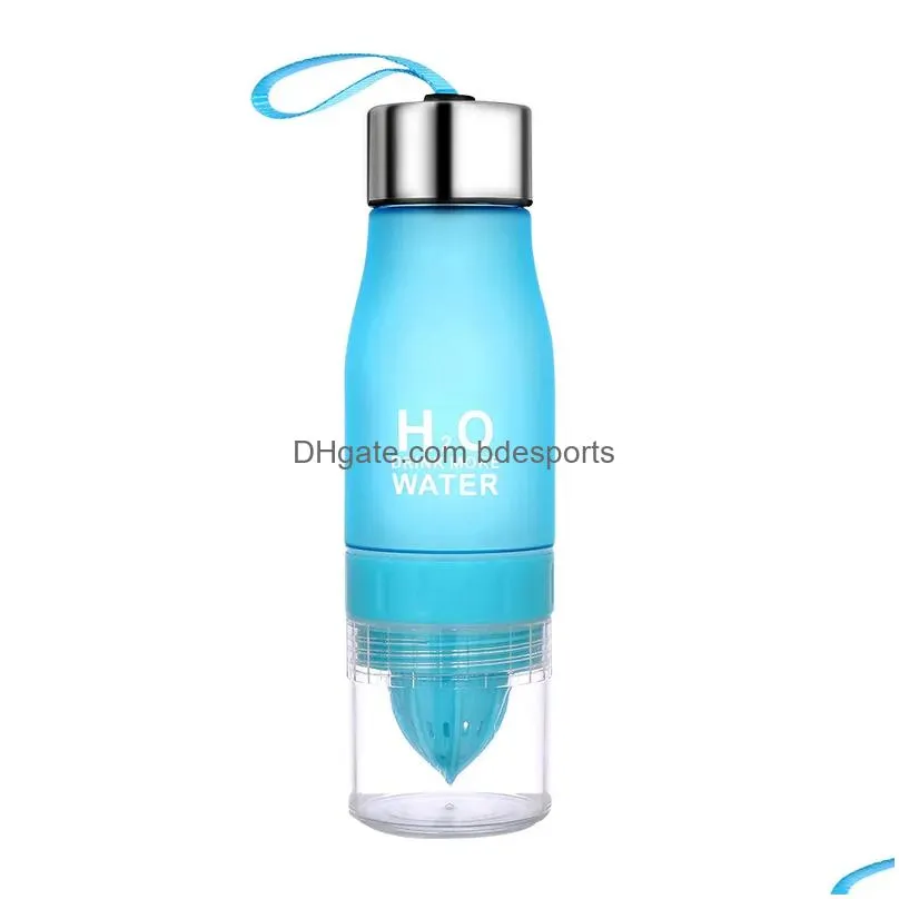 Water Bottles 650Ml Water Bottle Plastic Lemon Outdoor Sport Travel Infuser Juice Fruit Pp Bottles For Healthy Drinking 201128 Drop De Dhybw