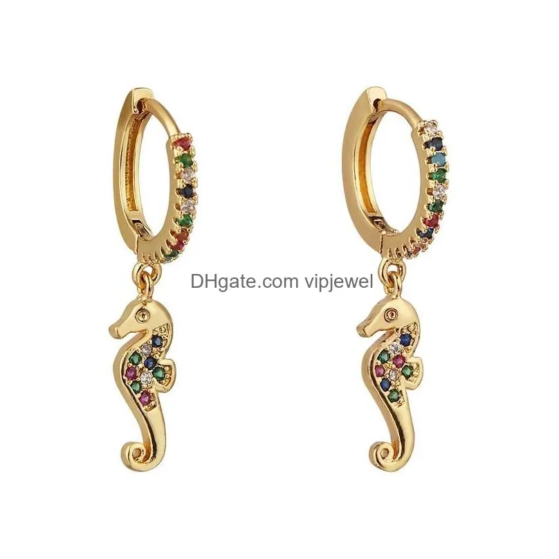 dangle chandelier copper micro pave zirconia drop hoop earrings for women luxury gold circle round earring hip hop party jewelry pendant