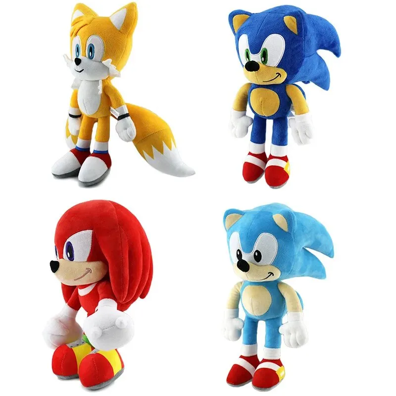 30CM Super Sonic Plush Toy The Hedgehog Amy Rose Knuckles Tails Cute Cartoon Soft Stuffed Doll Birthday Gift For Children