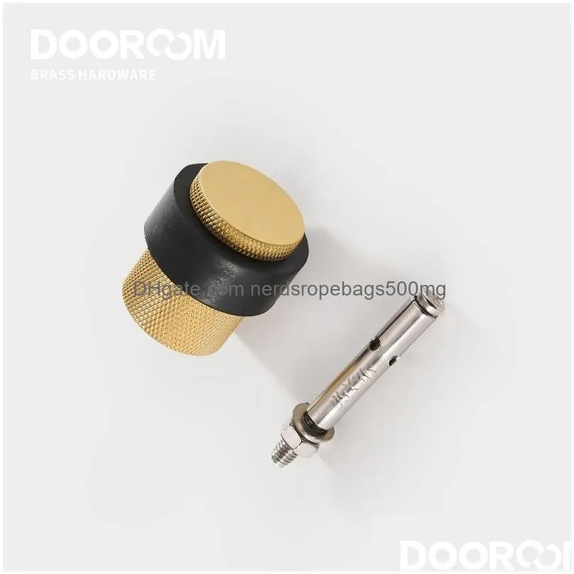 Door Catches & Closers Door Catches Closers Oom Knurled Brass Rubber Stops Bathroom Stopper Heavy Duty Floor Mount Bumper Non-Magnetic Dhvoh