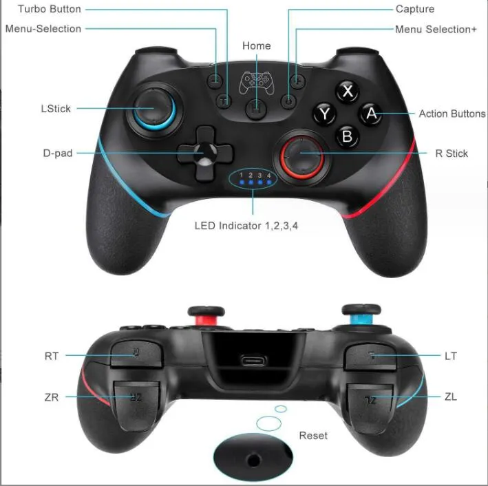 game controller switch pro bluetooth wireless game controller accessories with axis sense support for computers