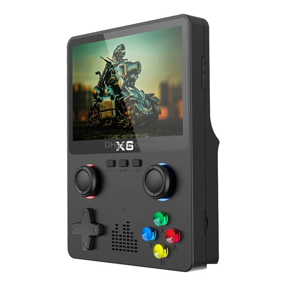x6 game console ips screen 3.5 -inch handheld game player 3d dual joystick music p o video ebook for fc sf nes gba md ps1 arcade 11 simulators pk