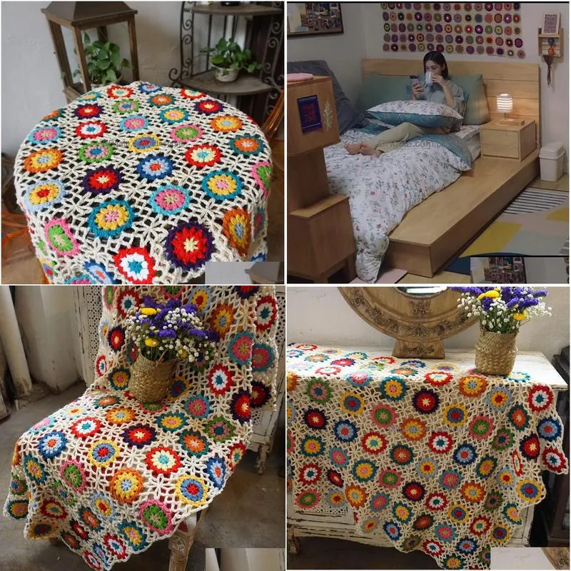 Blanket Handmade Original Cloghet Cushion Felt Pastoral Style Craft Home Living Gift Decoration 230914 Drop Delivery Dhrbp