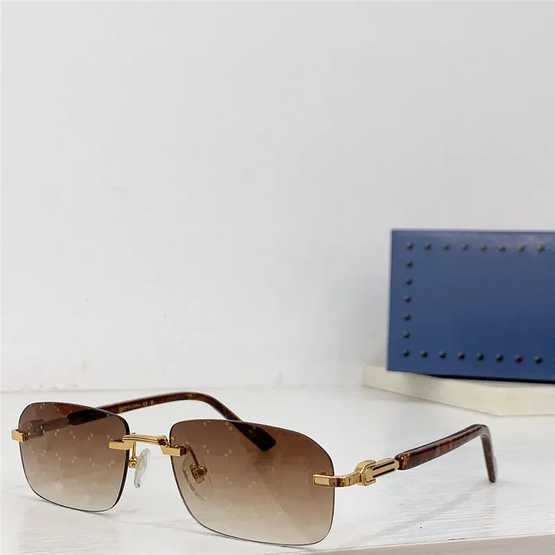 New fashion sunglasses 1221O square lens rimless K gold plating simple and versatile style summer outdoor uv400 protection glasses