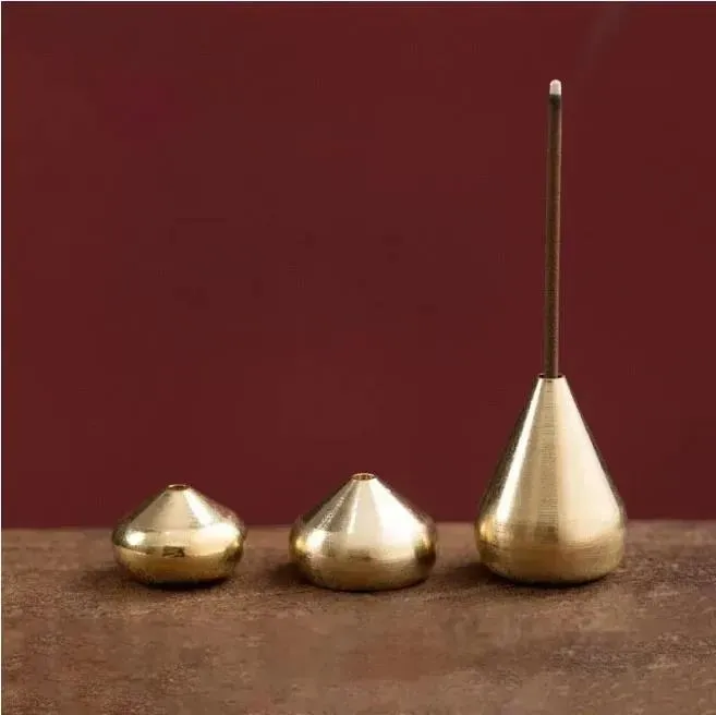 Water Drop Shape Incense Stick Holder Brass Small Censer Accessories Mini Copper Stick Holder Home Decor FY5849 1101