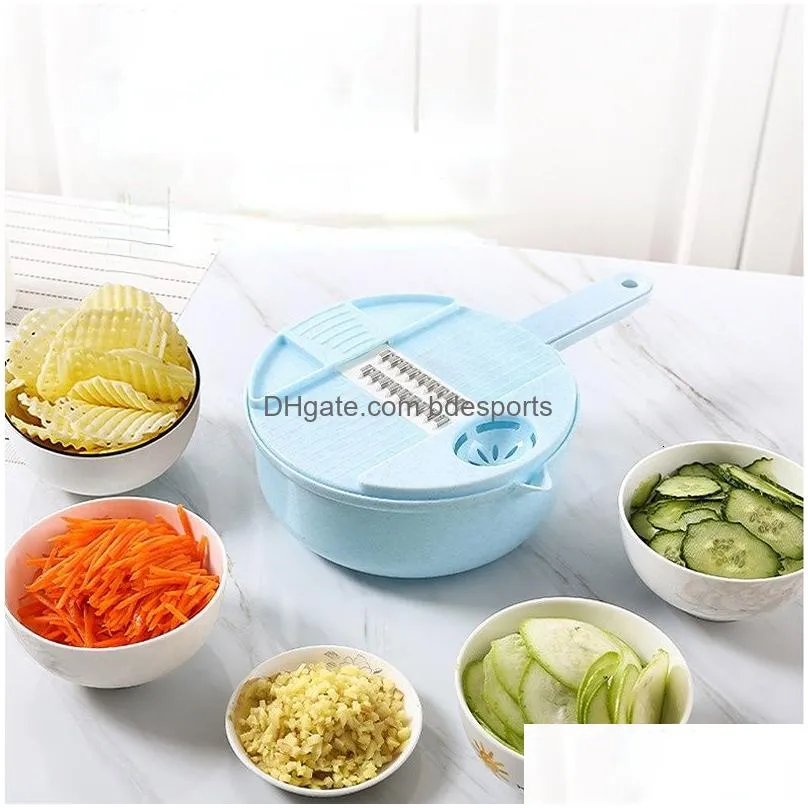 Fruit & Vegetable Tools Fruit Vegetable Tools 12 In 1 Kitchen Mtifunction Slicer Cutter Salad Utensils Chopper Carrot Potato Manual Sh Dhvch