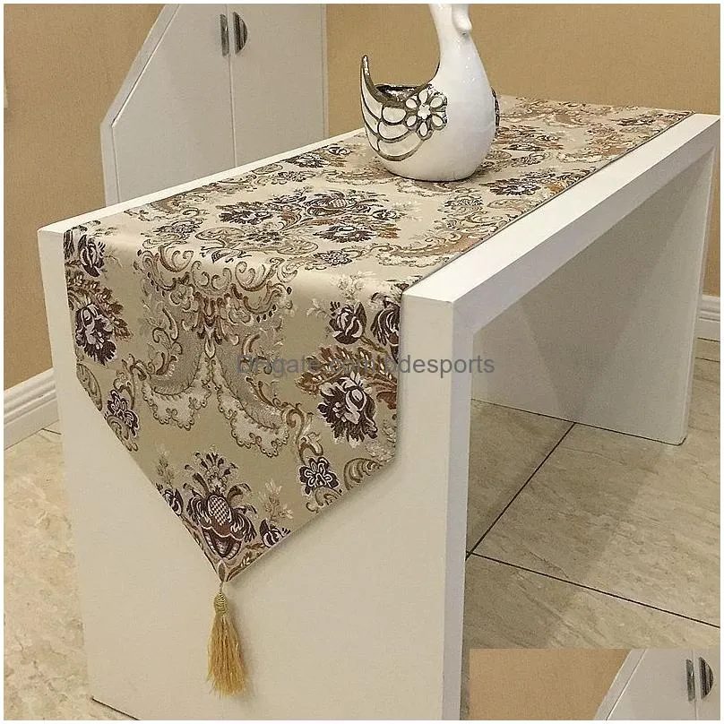 Table Runner Proud Rose Luxury Coth European Jacquard Bed Flag Fashion Home Decoration Supplies 230408 Drop Delivery Dha46