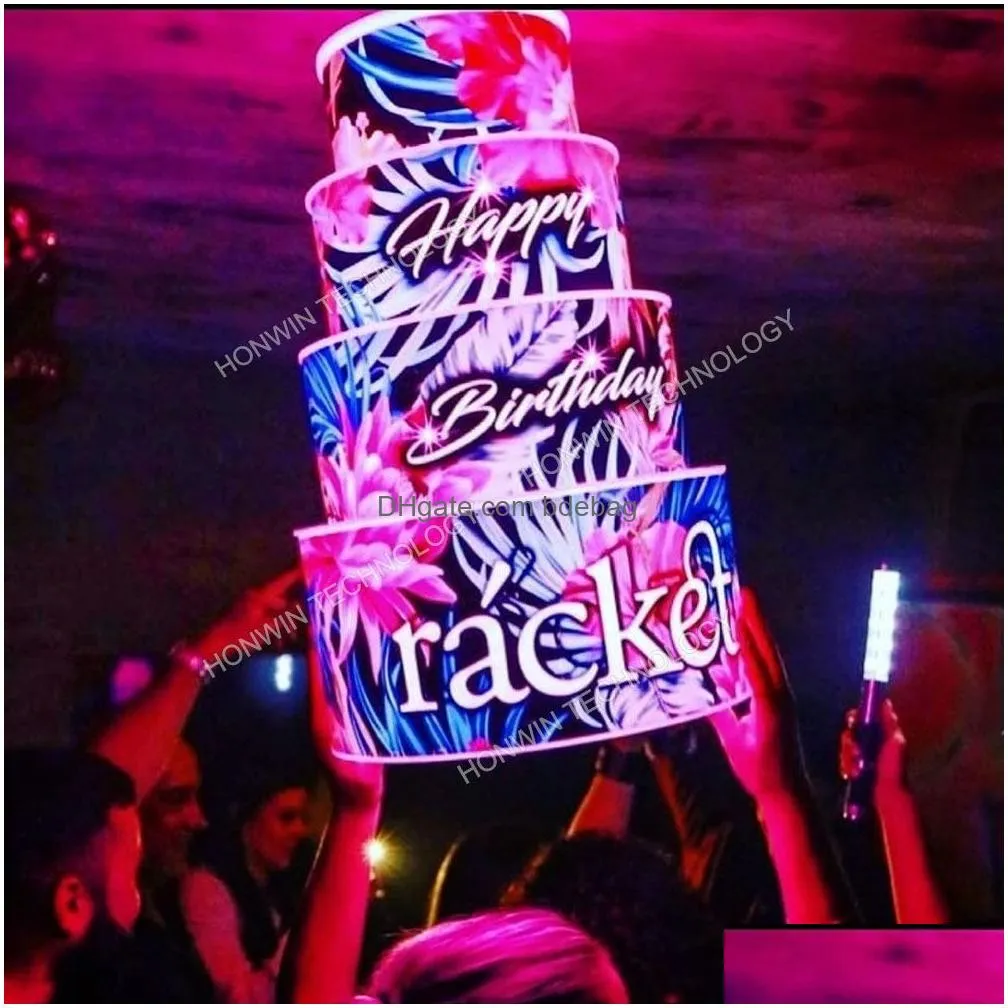 supplies party events lounge bar nightclub vip happy birthday led cake bottle presenter illuminated cakes stand glorifier neon light