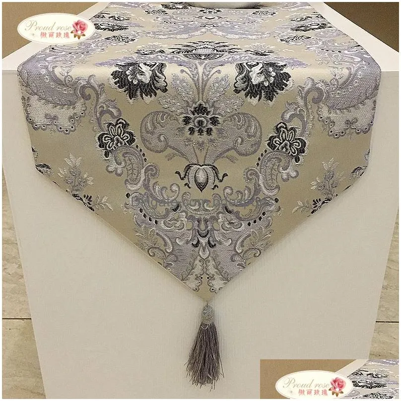Table Runner Proud Rose Luxury Coth European Jacquard Bed Flag Fashion Home Decoration Supplies 230408 Drop Delivery Dha46