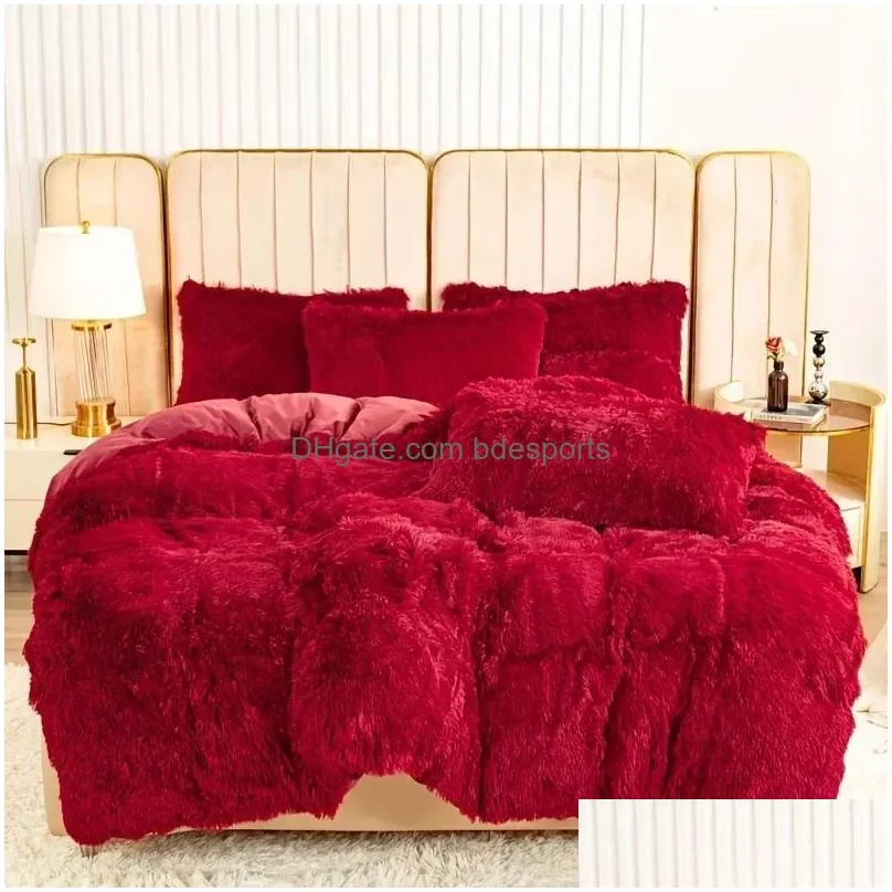 Bedding Sets 3Pcs Mticolor P Duvet Er Set - Soft And Warm For Bedroom Guest Room Dorm Decor 231110 Drop Delivery Dhouw