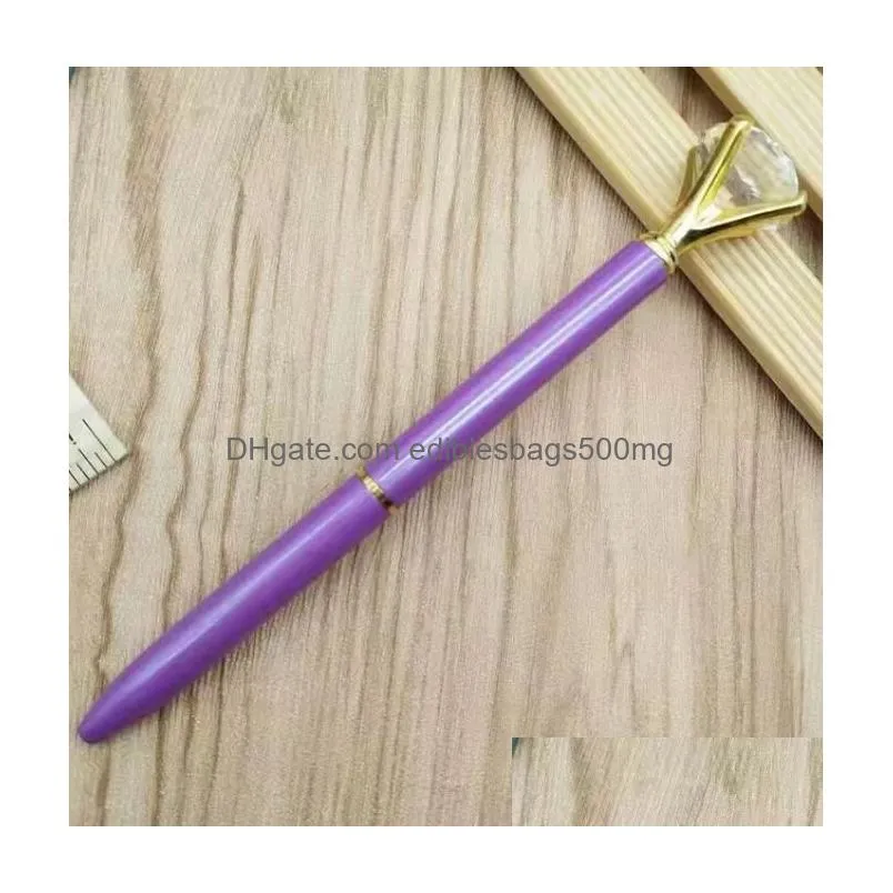 wholesale wholesale ballpoint pens wholesale 1pc big diamond crystal pen gem ring office metal roller ball black rose gold sier pink drop delivery