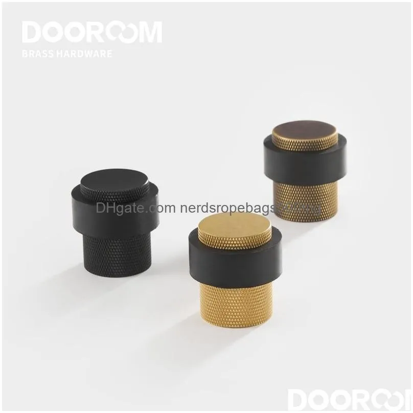 Door Catches & Closers Door Catches Closers Oom Knurled Brass Rubber Stops Bathroom Stopper Heavy Duty Floor Mount Bumper Non-Magnetic Dhvoh