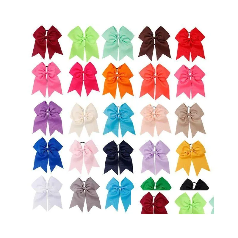 Hair Accessories Ncmama 25Pcslot 7 Solid Cheer Bows Colorf Elastic Band Grosgrain Tail Hairbow For Kids Girls 231031 Drop Delivery Ottq0