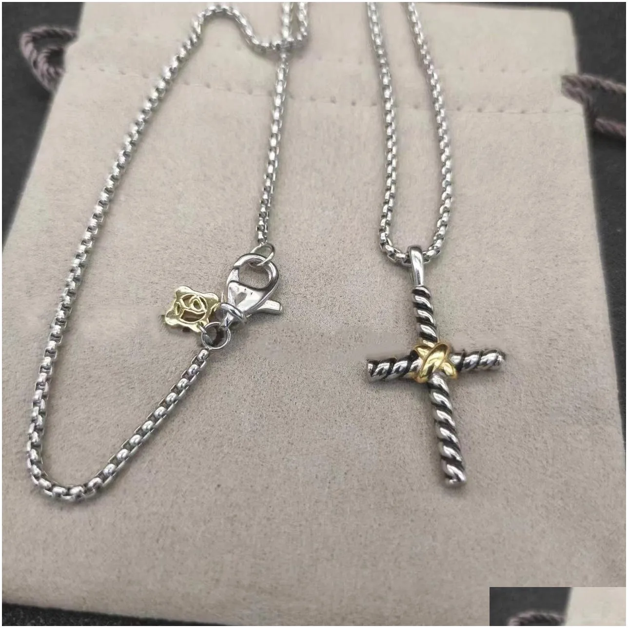 Pendant Necklaces Cross Necklace For Men Dy Jewelry Retro Vintage Designer Mens Chain Sier Necklaces Man Chains Boyfriend Birthday Par Otxfg