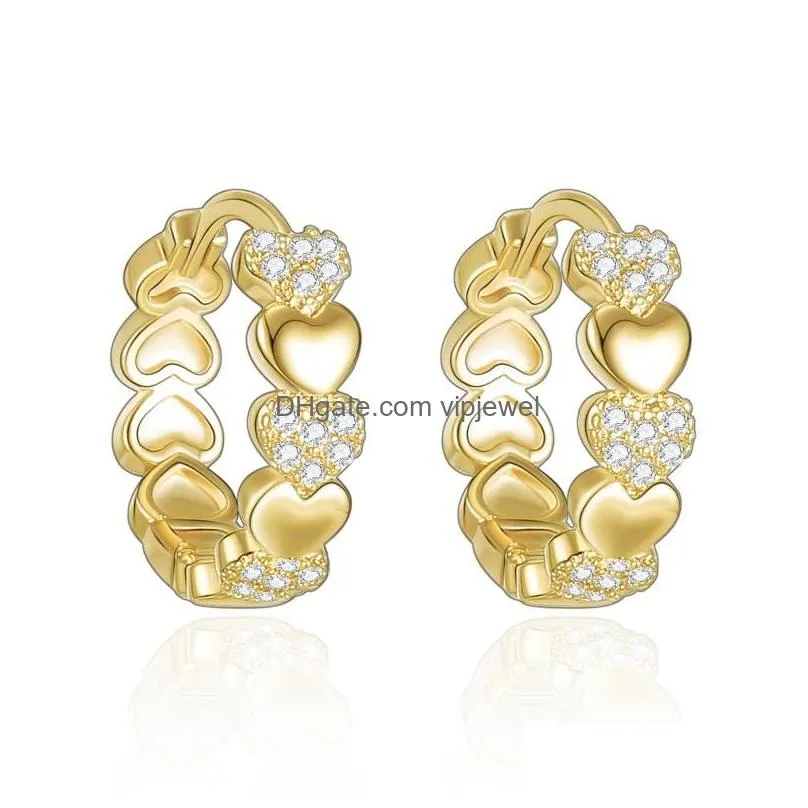 hoop huggie luxury quality jewelry earrings for women 2021 trend cz crystal heart wide loop gold silver color female gift