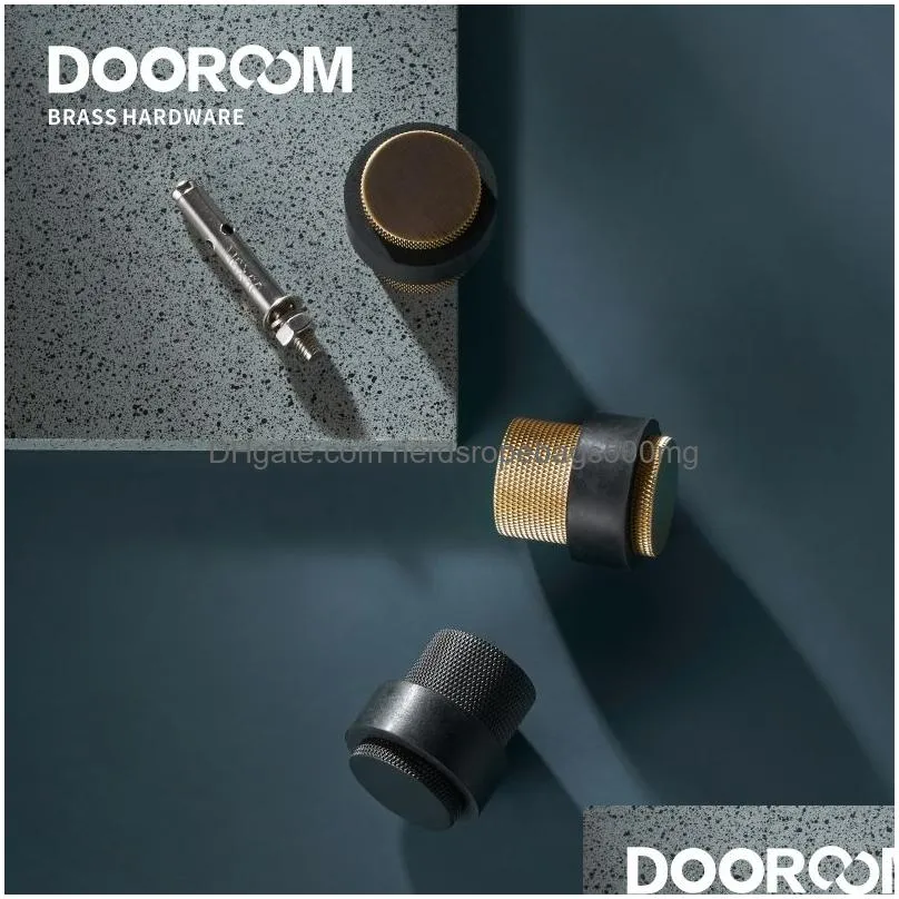 Door Catches & Closers Door Catches Closers Oom Knurled Brass Rubber Stops Bathroom Stopper Heavy Duty Floor Mount Bumper Non-Magnetic Dhvoh