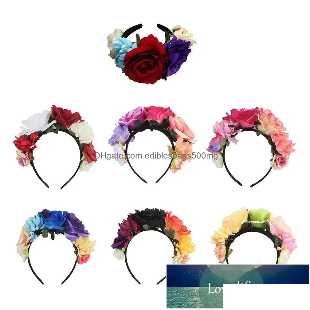 headband costume rose flower crown mexican simulation rose flower garland p o props wedding christmas hairbands factory price expert design quality